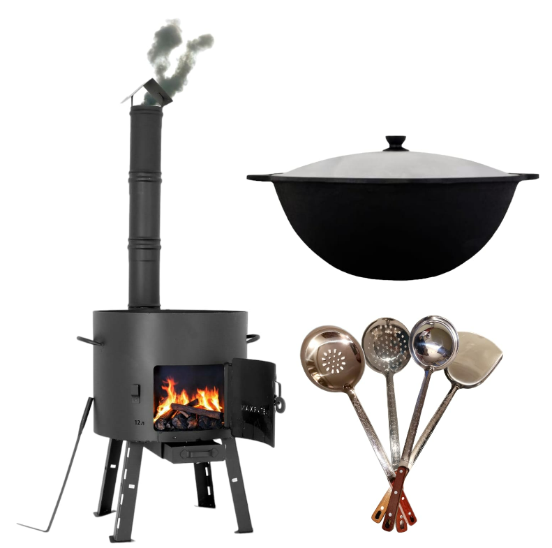 Feuerstelle mit Kasan und Kellen Set