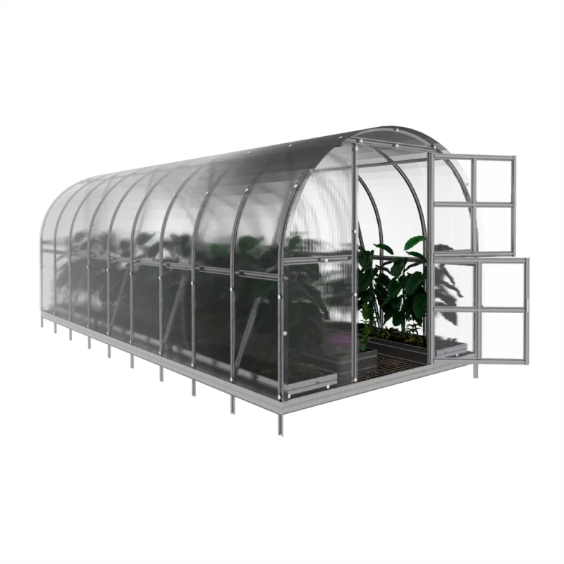 Gewächshaus Klassiker aus Polycarbonat 4/6 mm mit Fundamentrahmen 3x6 m