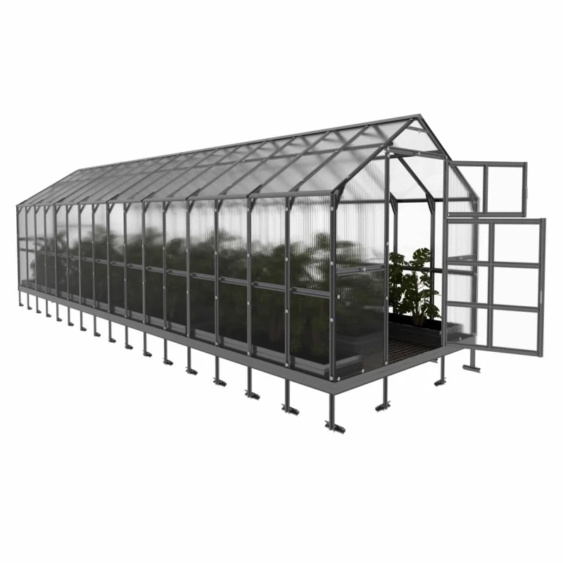 Gewächshaus  aus Polycarbonat und verzinktem Stahl 8 Meter Tiefe