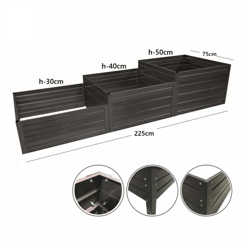 Hochbeet aus Metall Treppe - Lackiert (graphit)