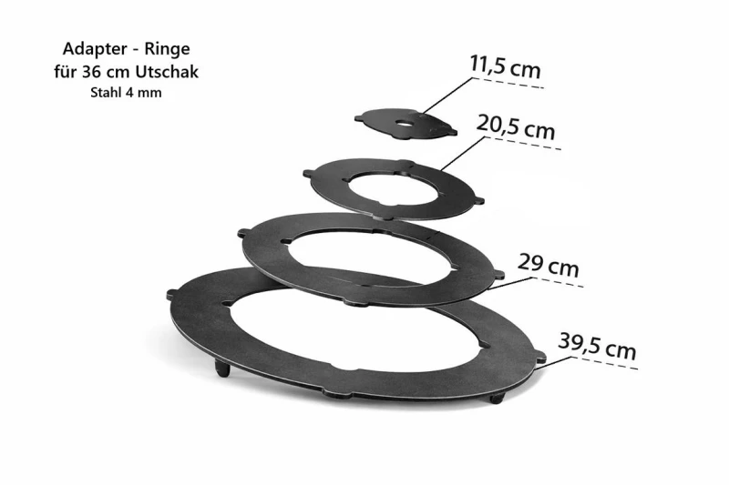 Adapter-Ringe 4 mm für Utschak Ø36 cm | Kazan Herdplatte Set (4 Größen)