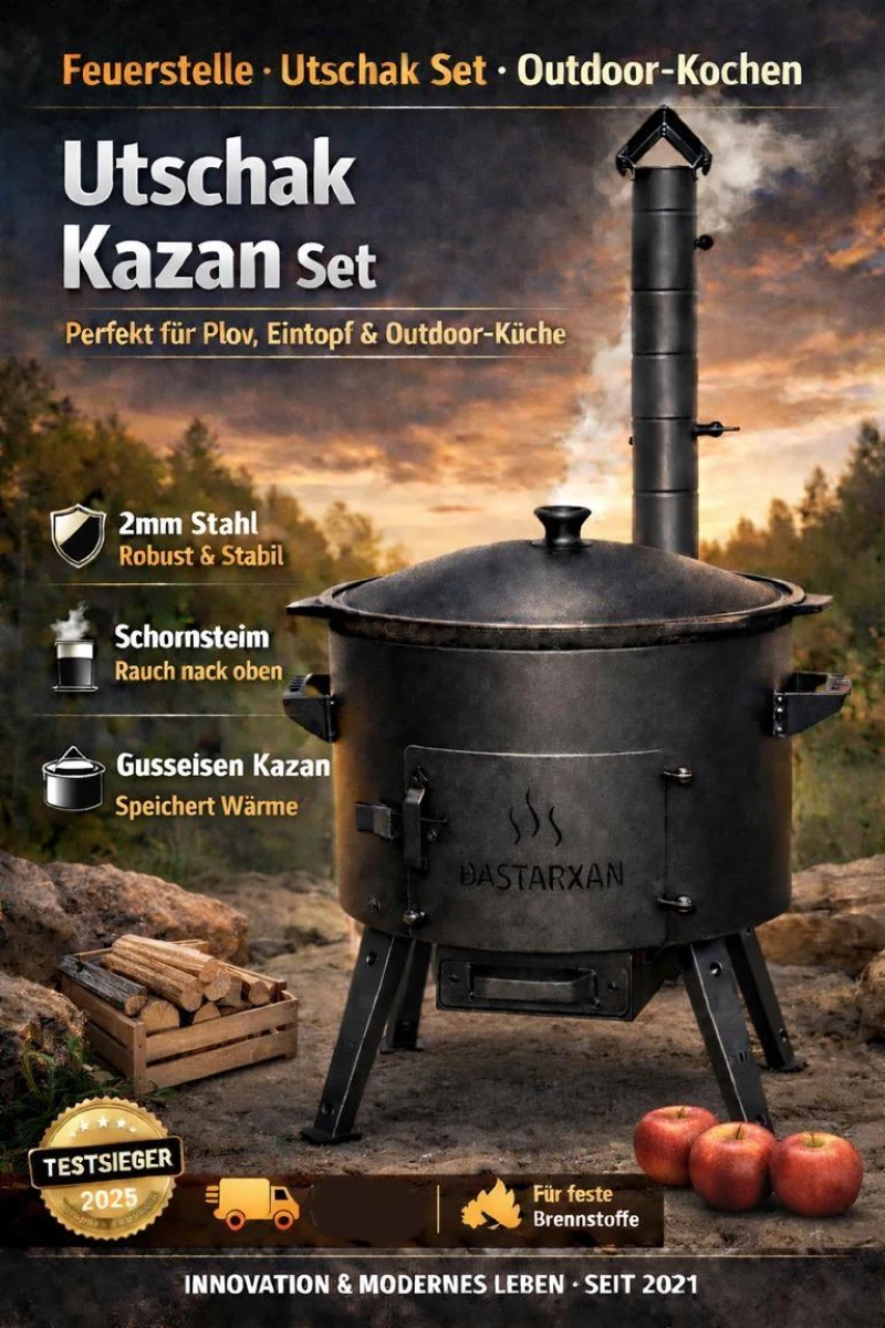 Feuerstell - Campingofen mit Kazan - Perfekt für Eintöpfe