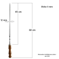 Edelstahlspieß mit Holzgriff 60 cm lang - 1,2 cm breit - 3 mm Stark